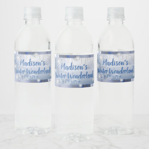 Étiquette Pour Bouteilles D'eau Sweet sixteen Winter Wonderland Neige Gems