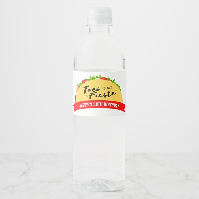 Étiquette Pour Bouteilles D'eau Taco 'Bout A Fiesta (Devant)