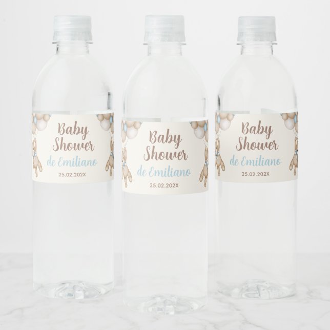 Étiquette Pour Bouteilles D'eau Teddy Bear Baby shower Boy (Bouteilles)