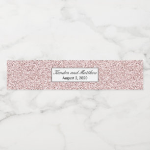 Étiquette Pour Bouteilles D'eau Texture de paillettes de glace de cristal rose