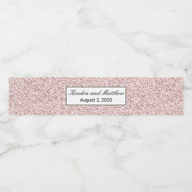 Étiquette Pour Bouteilles D'eau Texture de paillettes de glace de cristal rose (Étiquettes simples)