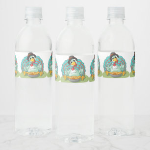 Étiquette Pour Bouteilles D'eau Thanksgiving Whimsical Turky Art Jouer Gobble