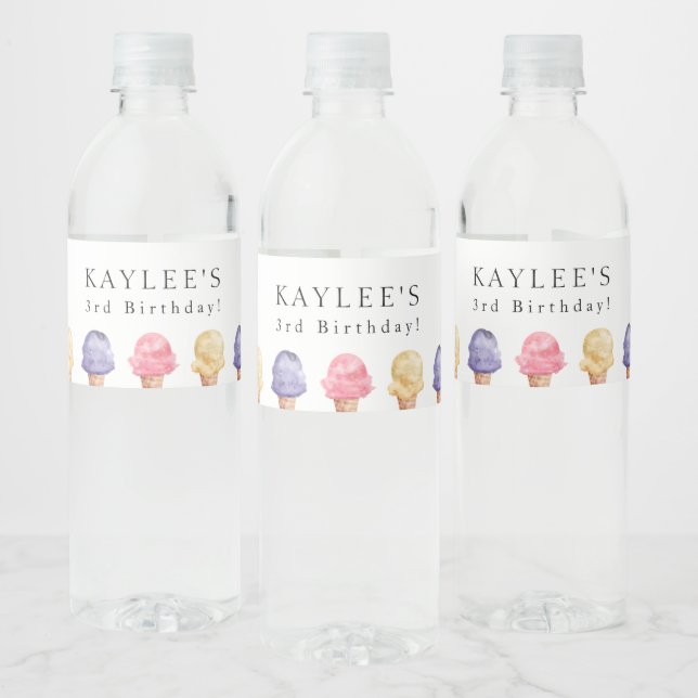 Étiquette Pour Bouteilles D'eau Thème Crème de glace Anniversaire (Bouteilles)