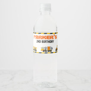 Étiquette Pour Bouteilles D'eau Thème de construction mignonne Fête d'anniversaire