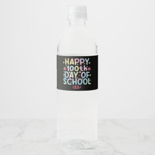Étiquette Pour Bouteilles D'eau Tie Dye Joyeux 100ème Jour De L'Enseignant Étudian