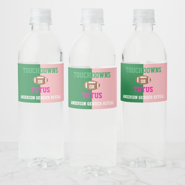 Étiquette Pour Bouteilles D'eau Touchdowns ou Tutus Genre Reveal (Bouteilles)
