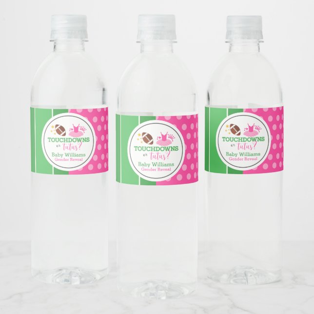 Étiquette Pour Bouteilles D'eau Touchdowns ou Tutus Genre Reveal Party (Bouteilles)