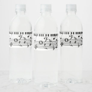 Étiquette Pour Bouteilles D'eau Touches de piano et notes musicales