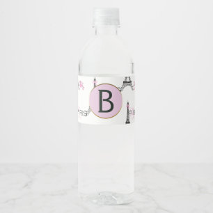 Étiquette Pour Bouteilles D'eau Tour Eiffel Ruban Rose Paris France Fête Caniche