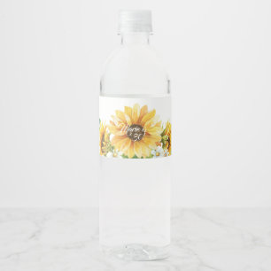 Étiquette Pour Bouteilles D'eau Tournesol aquarelle