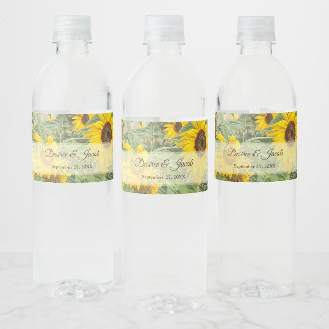 Étiquette Pour Bouteilles D'eau Tournesol Jaune Mariage campagnard rustique (Bouteilles)