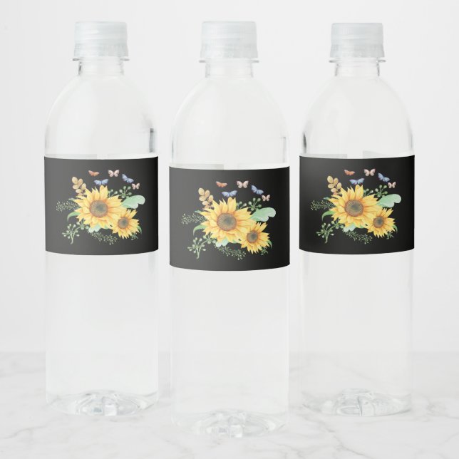 Étiquette Pour Bouteilles D'eau tournesol printemps (Bouteilles)