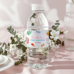 Étiquette Pour Bouteilles D'eau Tropical Beach 1er anniversaire