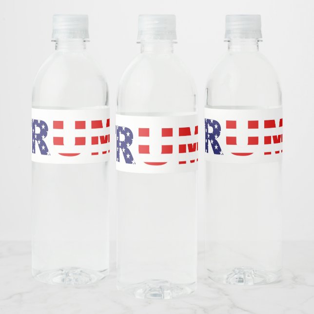 Étiquette Pour Bouteilles D'eau Typographie patriotique de Trump (Bouteilles)