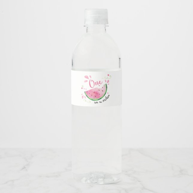 Étiquette Pour Bouteilles D'eau Un à Melon fête d'anniversaire (Devant)