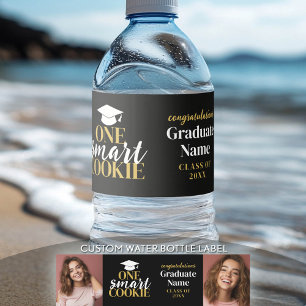 Étiquette Pour Bouteilles D'eau Un cookie intelligent - Black Gold - Graduation 2 