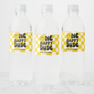 Étiquette Pour Bouteilles D'eau Un joyeux Mec souriant visage Anniversaire