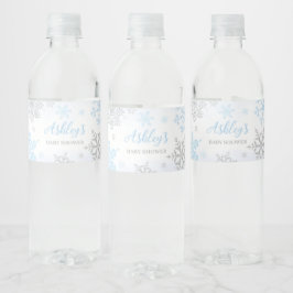 Étiquette Pour Bouteilles D'eau Un petit Baby shower bleu Snowflake