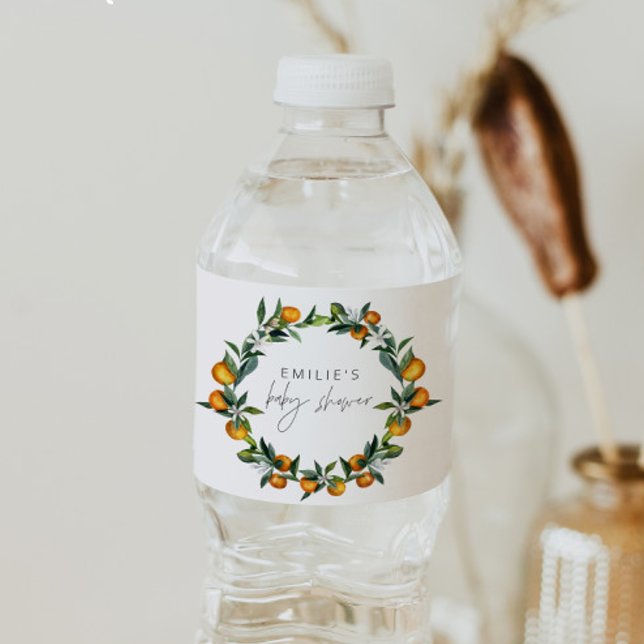 Étiquette Pour Bouteilles D'eau Un Petit Baby shower De Fruits Orange Citrus Cutie (Créateur téléchargé)