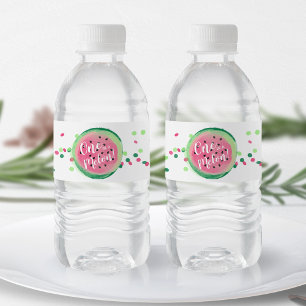 Étiquette Pour Bouteilles D'eau Une pastèque aquarelle Confettis de pastèque