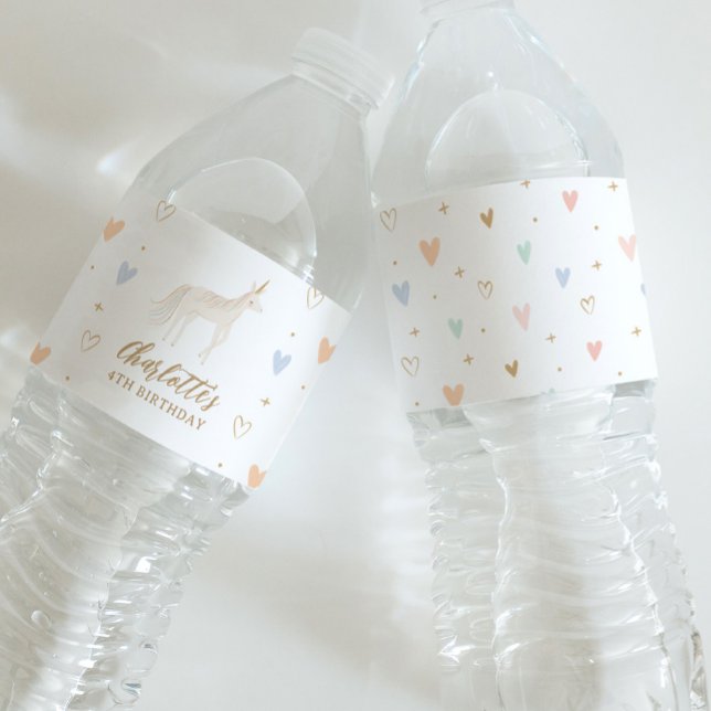 Étiquette Pour Bouteilles D'eau Unicorne fête d'anniversaire (Créateur téléchargé)