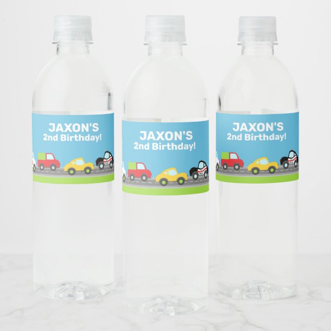Étiquette Pour Bouteilles D'eau Véhicules de transport garçon anniversaire bouteil (Bouteilles)