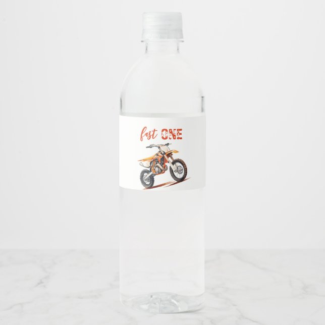 Étiquette Pour Bouteilles D'eau Vélo Orange Dirt Editable Anniversaire (Devant)