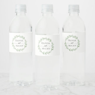 Étiquette Pour Bouteilles D'eau Verdure Minimaliste Mariage bouteille d'eau Étique