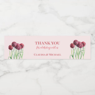 Étiquette Pour Bouteilles D'eau Vin d'aquarelle mariage violet rose Alliances