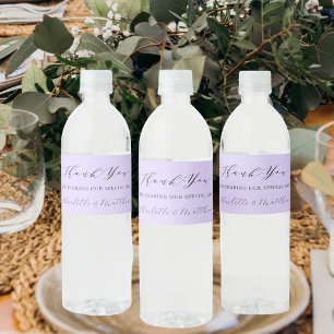 Étiquette Pour Bouteilles D'eau Violet lavender script moderne mariage merci