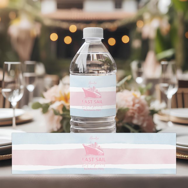 Étiquette Pour Bouteilles D'eau Voile rose Dernière Avant La Bachelorette Veil (Créateur téléchargé)