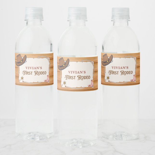 Étiquette Pour Bouteilles D'eau Western Cowgirl Premier Rodéo Anniversaire (Bouteilles)