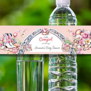 Étiquette Pour Bouteilles D'eau Western Little Cowgirl Baby shower côtier rose