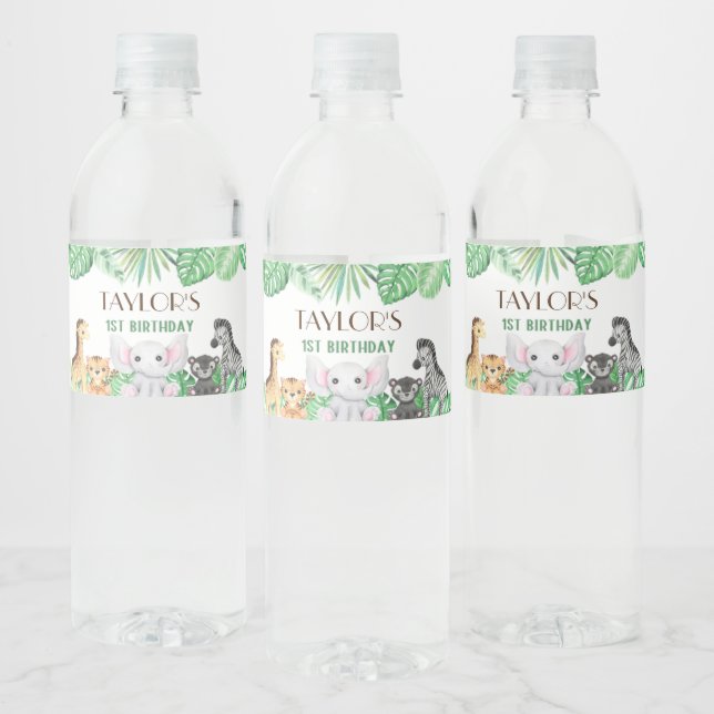 Étiquette Pour Bouteilles D'eau Wild One Neutral Celebration - Safari Adventure! (Bouteilles)
