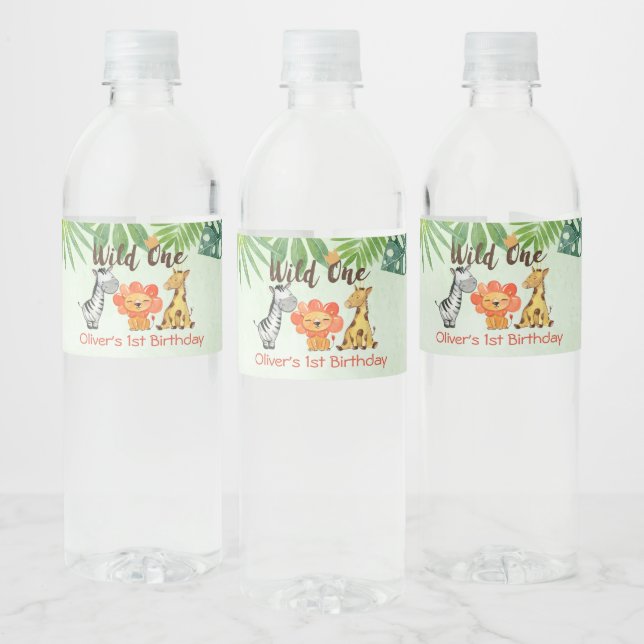 Étiquette Pour Bouteilles D'eau Wild One, Safari premier anniversaire (Bouteilles)