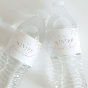 Étiquette Pour Bouteilles D'eau Winter Onederland Pink Snowflake 1er anniversaire