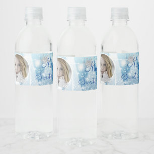 Étiquette Pour Bouteilles D'eau Winter Wonderland Diamond Snowflakes String Lights