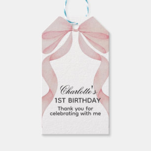 étiquette pour cadeau Ruban Rose 1er Anniversaire