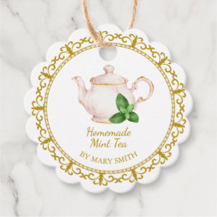 Étiquette pour théière vintage thé à la menthe fai