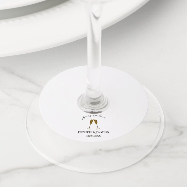 Étiquette Pour Verre De Vin À l'amour, flûtes de champagne (De près)