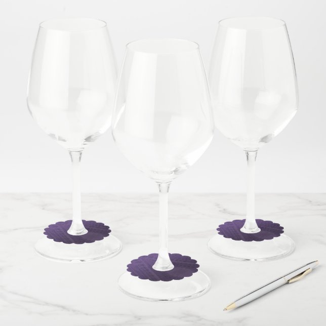 Étiquette Pour Verre De Vin Acceptation | Motif Boho violet écectique (Lot)