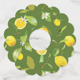 Étiquette Pour Verre De Vin Aquarelle Citron et Feuilles 5
