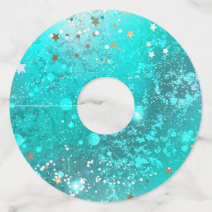 Étiquette Pour Verre De Vin Arrière - plan à huile Turquoise de la menthe