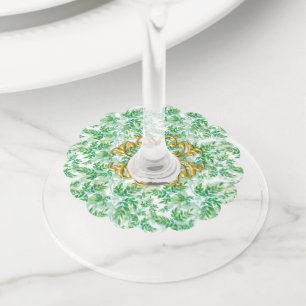 Étiquette Pour Verre De Vin Balise Vin de feuillage vert