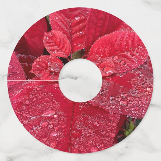 Étiquette Pour Verre De Vin Balises de vin Poinsettia No : 2 (Devant)