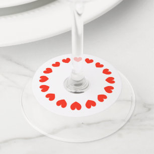Étiquette Pour Verre De Vin Balises vitrées de coeur rouge