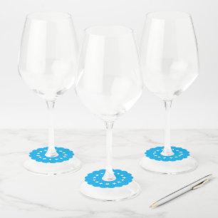 Étiquette Pour Verre De Vin Bleu marine blanc monogramme nom script minimalist
