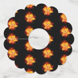 Étiquette Pour Verre De Vin Blooming Fire Rose