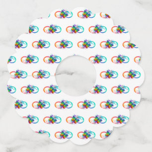 Étiquette Pour Verre De Vin Bright infinity with rainbow butterfly
