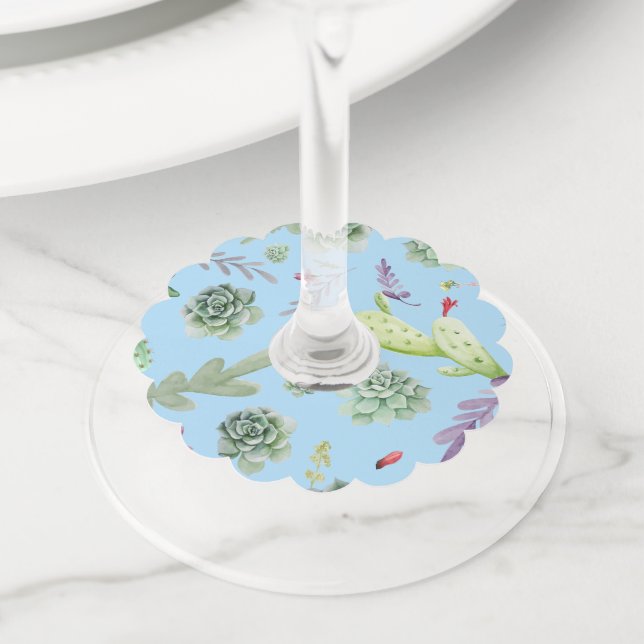 Étiquette Pour Verre De Vin Cactus Motif 10 (De près)